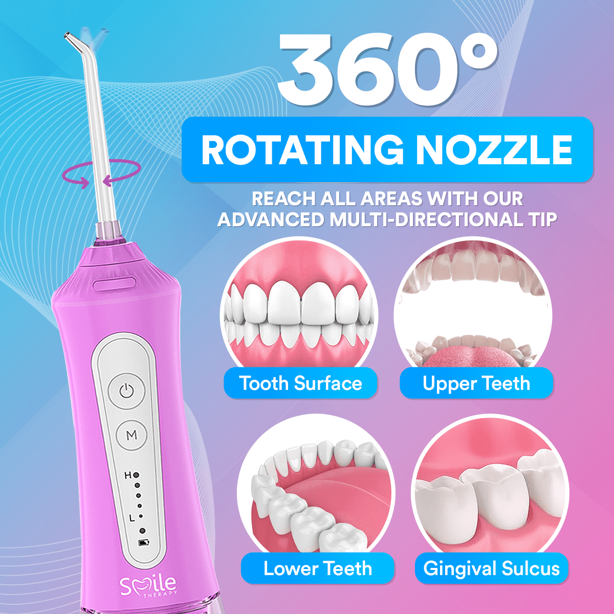Efficient Water Flosser: Portable Oral Irrigator, Long Battery Life, 3 Pressure Settings, Ideal for Braces & Gum Care DP7