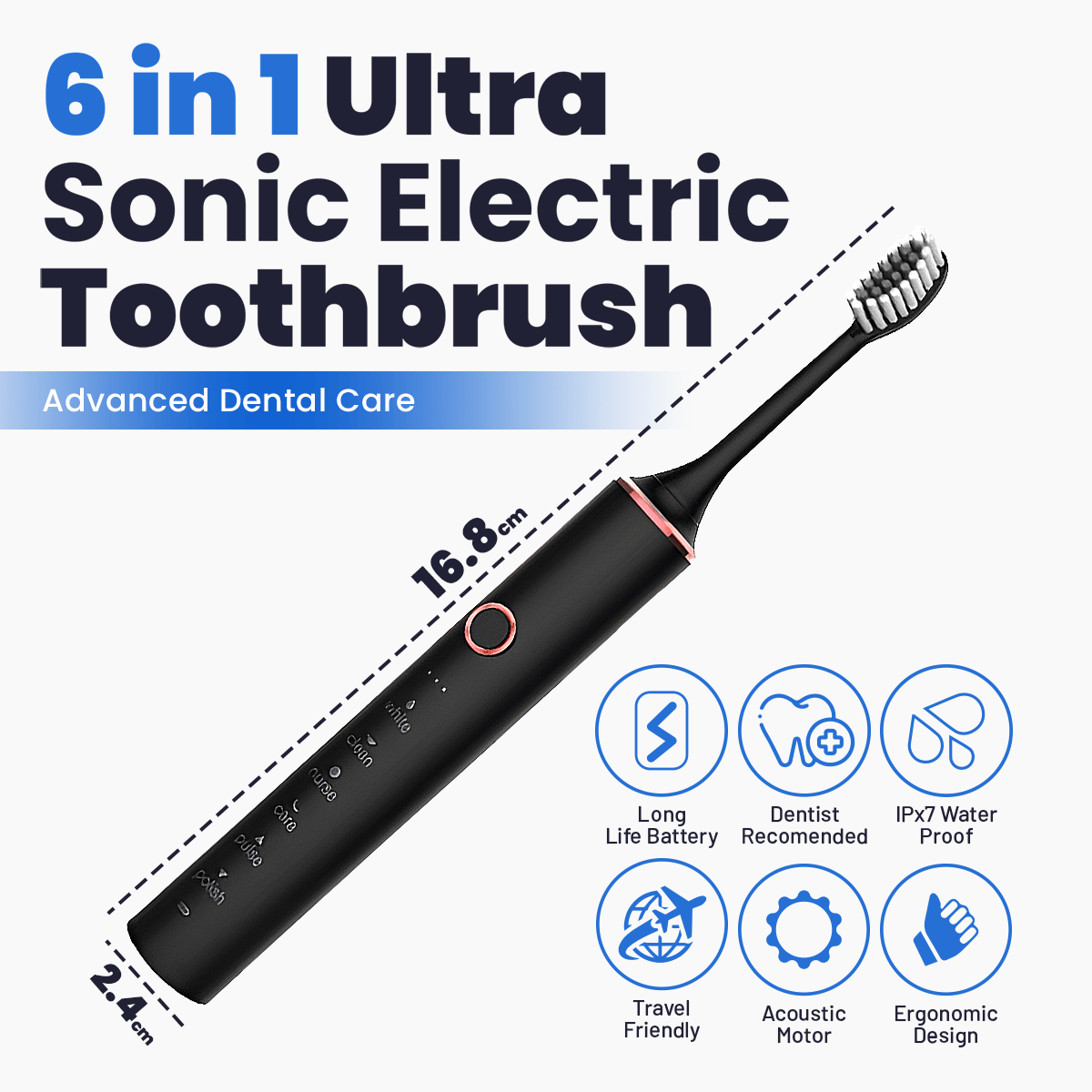 6 in 1 Sonische elektrische tandenborstel
